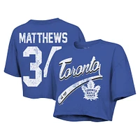 Women's Majestic Threads Auston Matthews Royal Toronto Maple Leafs Behind The Net Boxy Name & Number Cropped T-Shirt