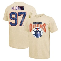 Men's Majestic Threads Connor McDavid Cream Edmonton Oilers Dynasty Name & Number Tri-Blend T-Shirt