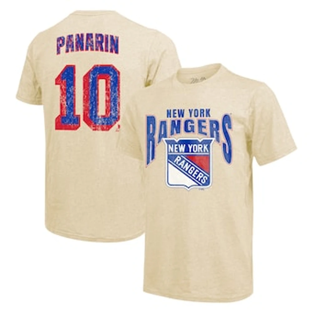 Men's Majestic Threads Artemi Panarin Cream New York Rangers Dynasty Name & Number Tri-Blend T-Shirt