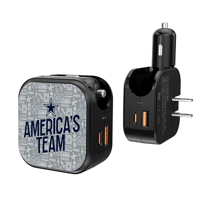 Keyscaper Black Dallas Cowboys 2-In-1 USB A/C Charger