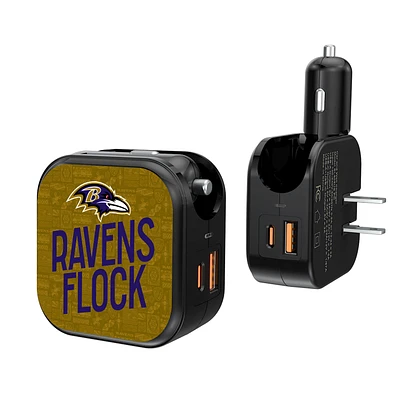 Keyscaper Black Baltimore Ravens 2-In-1 USB A/C Charger