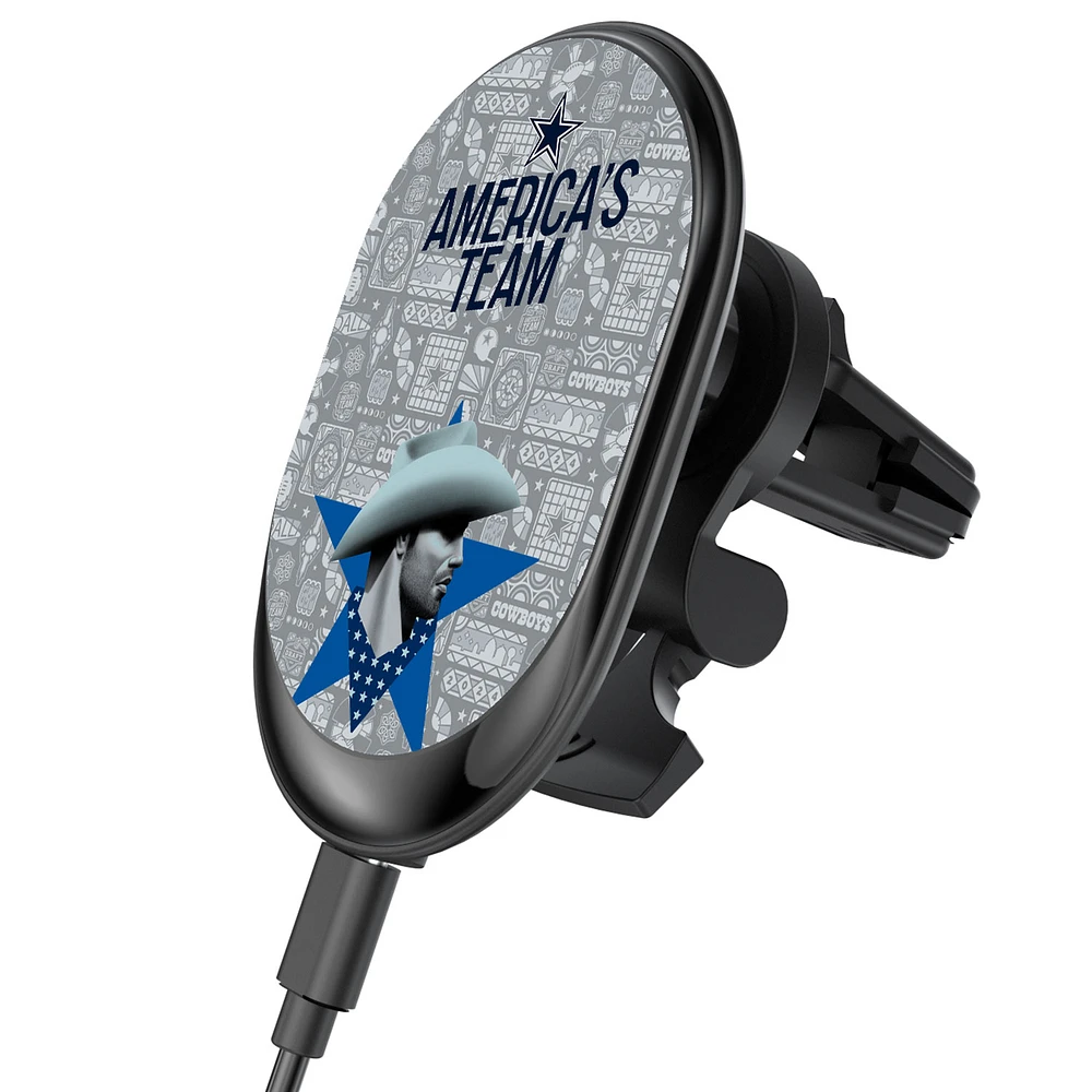 Keyscaper Black Dallas Cowboys Wireless Magnetic Car Charger