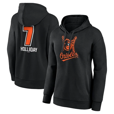 Women's Jackson Holliday Black Baltimore Orioles Fastball Player Name & Number Pullover Hoodie