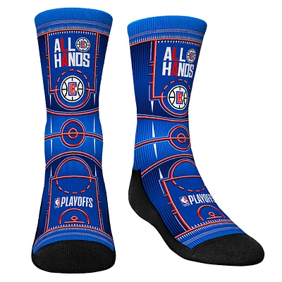 Youth Rock Em Socks Royal LA Clippers 2024 NBA Playoffs Slogan Crew Socks