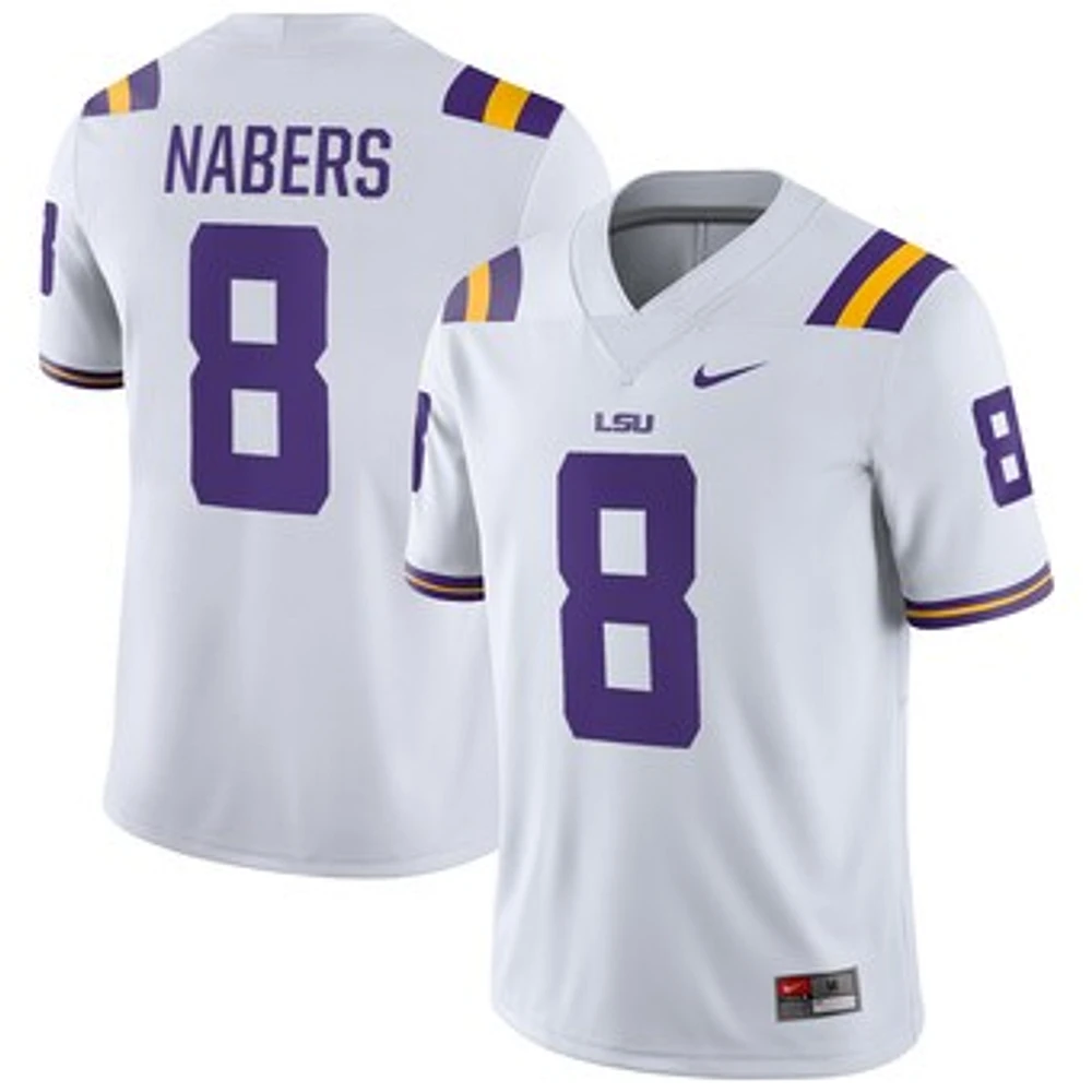 Men's Nike Malik Nabers White LSU Tigers NIL Football Game Jersey