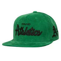 Men's Mitchell & Ness Green Athletics Corduroy Snapback Hat