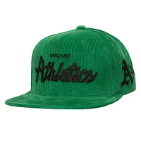 Men's Mitchell & Ness Green Athletics Corduroy Snapback Hat