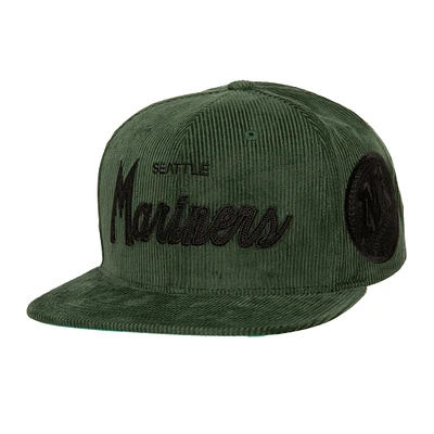 Men's Mitchell & Ness Olive Seattle Mariners Corduroy Snapback Hat