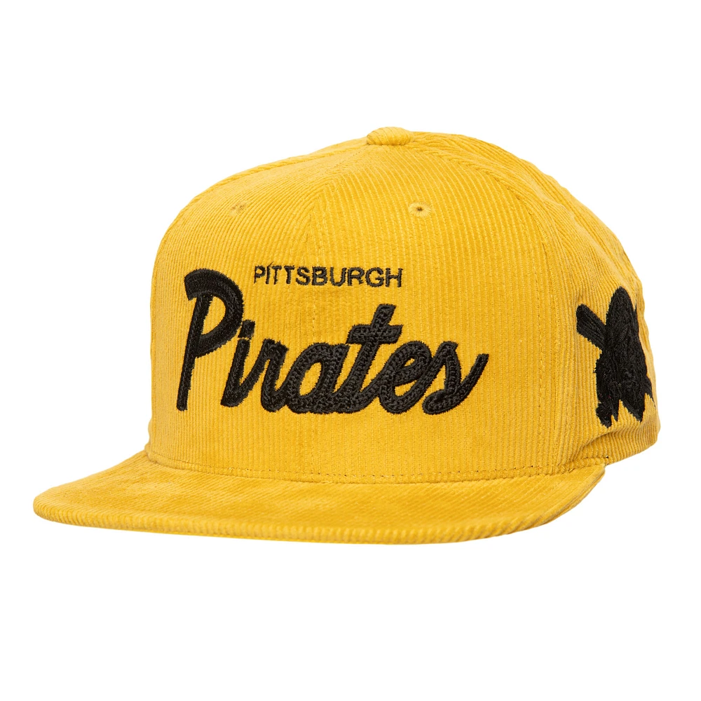 Men's Mitchell & Ness Gold Pittsburgh Pirates Corduroy Snapback Hat