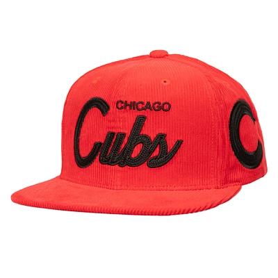 Men's Mitchell & Ness Red Chicago Cubs Corduroy Snapback Hat