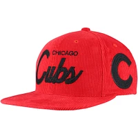 Men's Mitchell & Ness Red Chicago Cubs Corduroy Snapback Hat