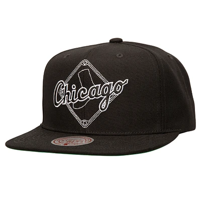 Men's Mitchell & Ness Black Chicago White Sox Double Up Snapback Hat