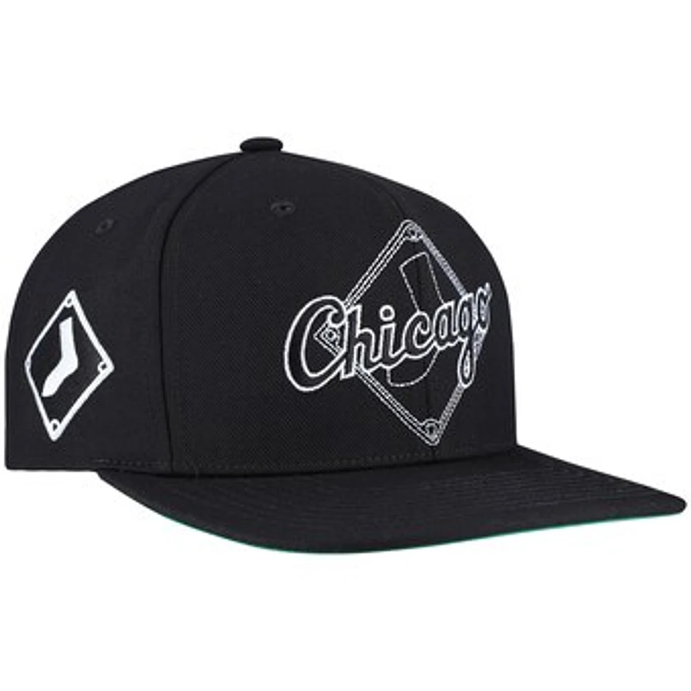 Men's Mitchell & Ness Black Chicago White Sox Double Up Snapback Hat