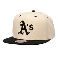 Men's Mitchell & Ness Cream Athletics Snapback Hat