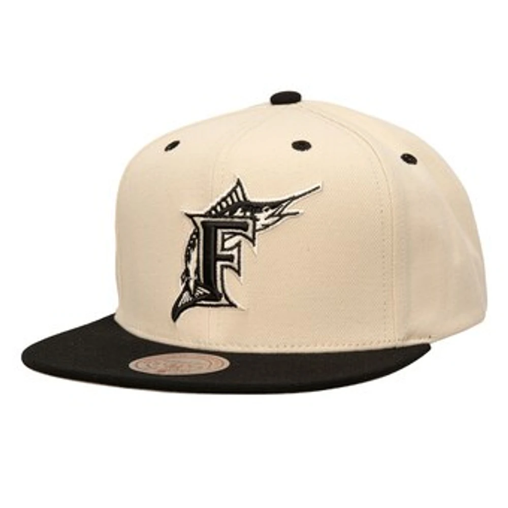 Men's Mitchell & Ness Cream Florida Marlins Snapback Hat