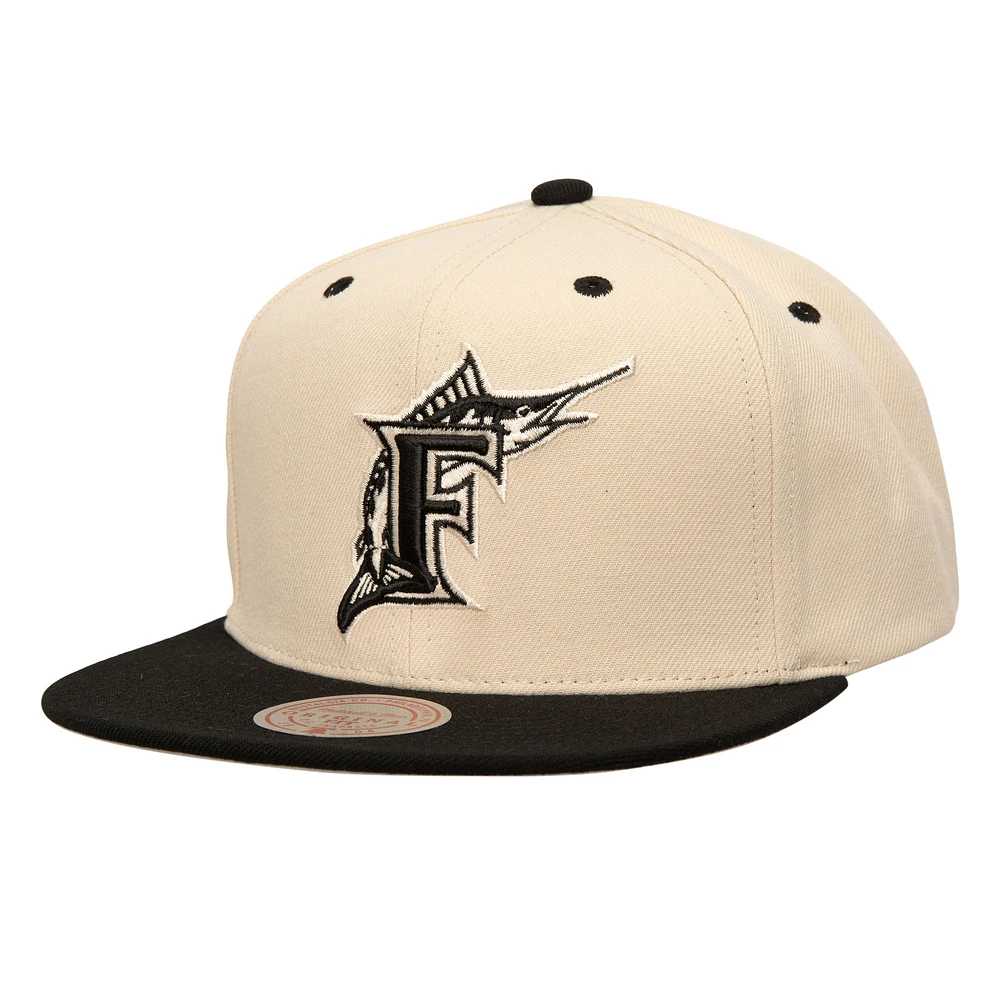 Men's Mitchell & Ness Cream Florida Marlins Snapback Hat