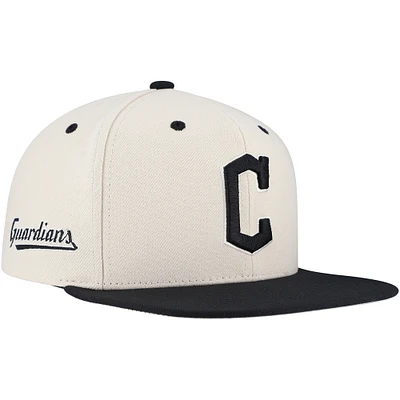 Men's Mitchell & Ness Cream Cleveland Guardians Snapback Hat