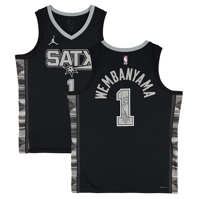 Victor Wembanyama San Antonio Spurs Autographed Black Jordan Brand Statement Edition Swingman Jersey with "2024 ROY" Inscription