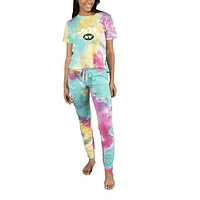 Women's Concepts Sport  White New York Jets Velodrome Tie-Dye Top & Pants Set