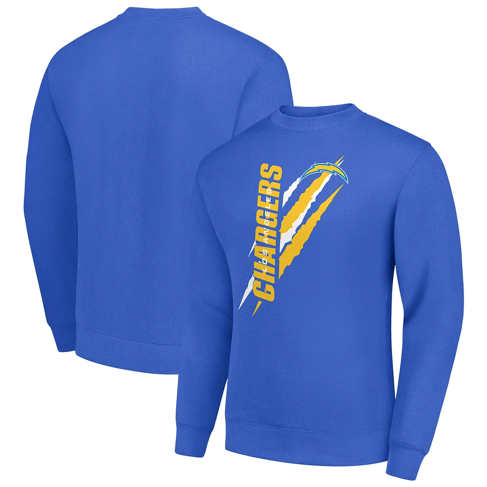 Men's Starter Royal Los Angeles Chargers Color Scratch Team Graphic Fleece Pullover Sweatshirt