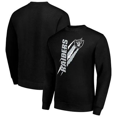 Men's Starter Black Las Vegas Raiders Color Scratch Team Graphic Fleece Pullover Sweatshirt