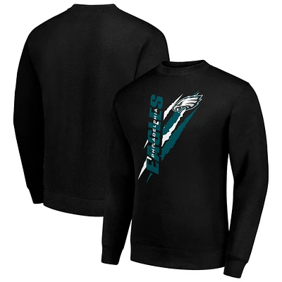 Men's Starter Black Philadelphia Eagles Color Scratch Team Graphic Fleece Pullover Sweatshirt