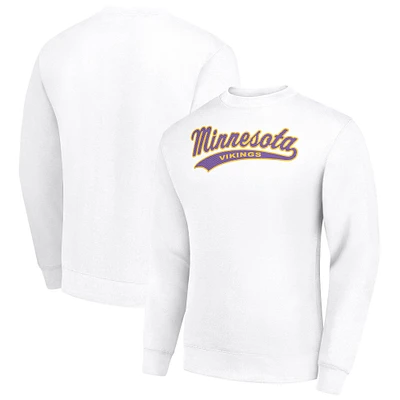 Men's Starter White Minnesota Vikings Tailsweep Team Graphic Tri-Blend Fleece Pullover Sweatshirt