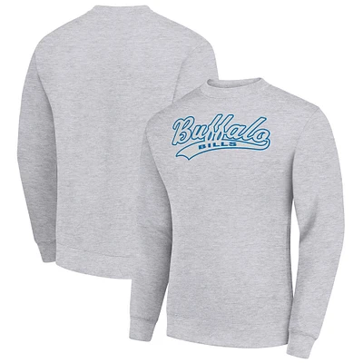 Men's Starter Heather Gray Buffalo Bills Tailsweep Team Graphic Tri-Blend Fleece Pullover Sweatshirt