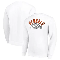 Men's Starter White Cincinnati Bengals Half Ball Team Graphic Tri-Blend Fleece Pullover Sweatshirt