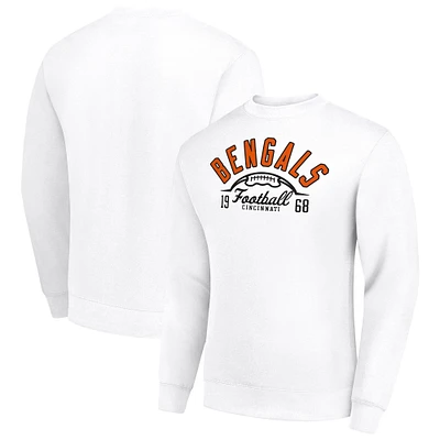 Men's Starter White Cincinnati Bengals Half Ball Team Graphic Tri-Blend Fleece Pullover Sweatshirt