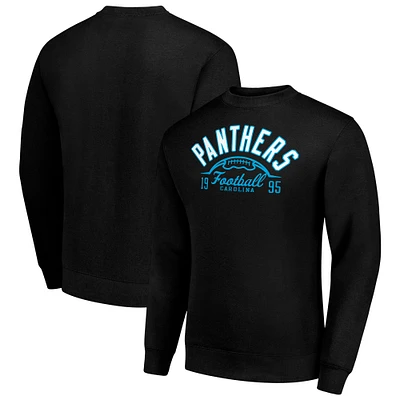 Men's Starter Carolina Panthers Half Ball Team Graphic Tri-Blend Fleece Pullover Sweatshirt