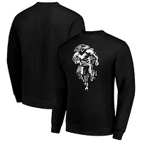 Men's Starter Black Baltimore Ravens Logoface Team Graphic Tri-Blend Fleece Pullover Sweatshirt