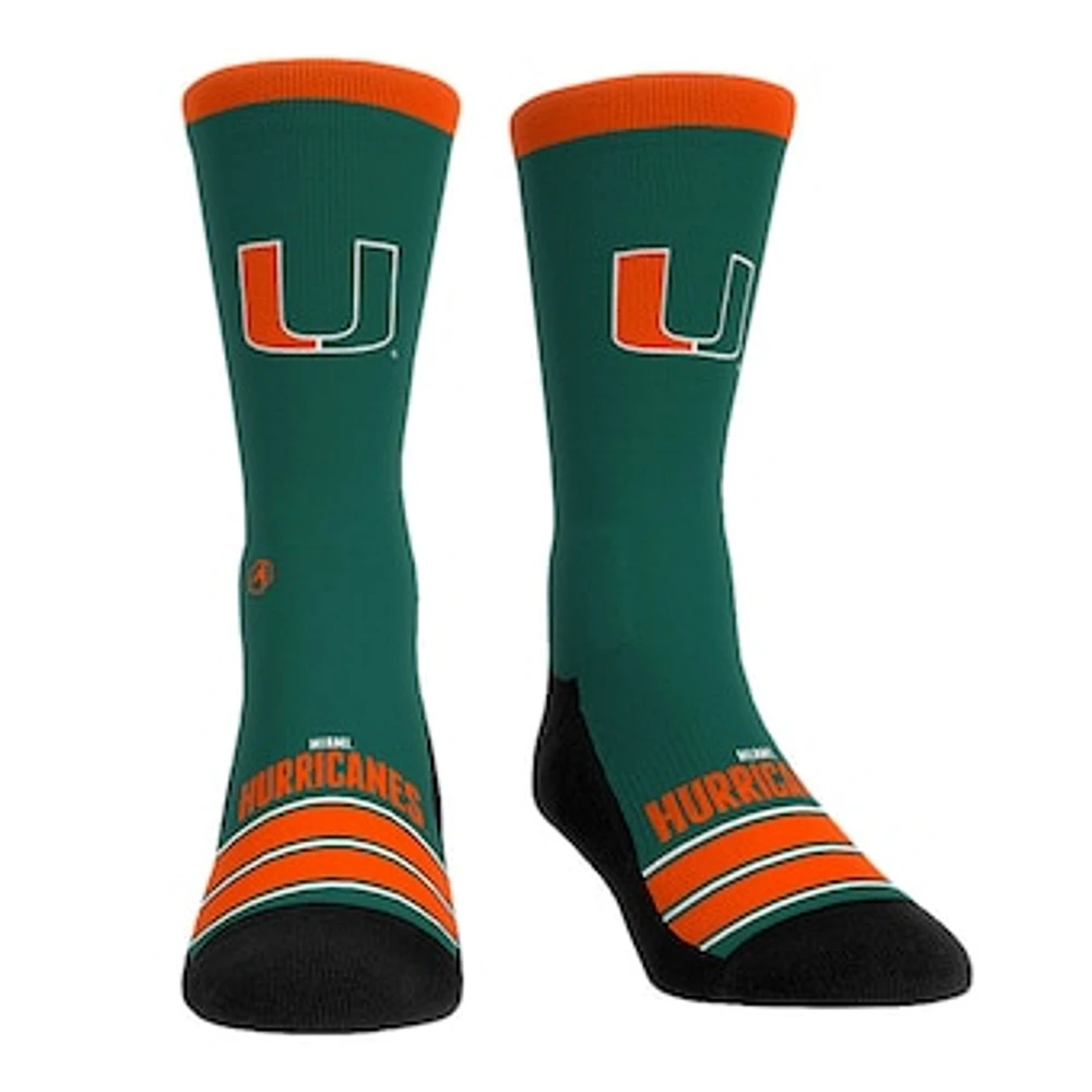 Unisex Rock Em Socks Miami Hurricanes Gametime Stripe Crew Socks