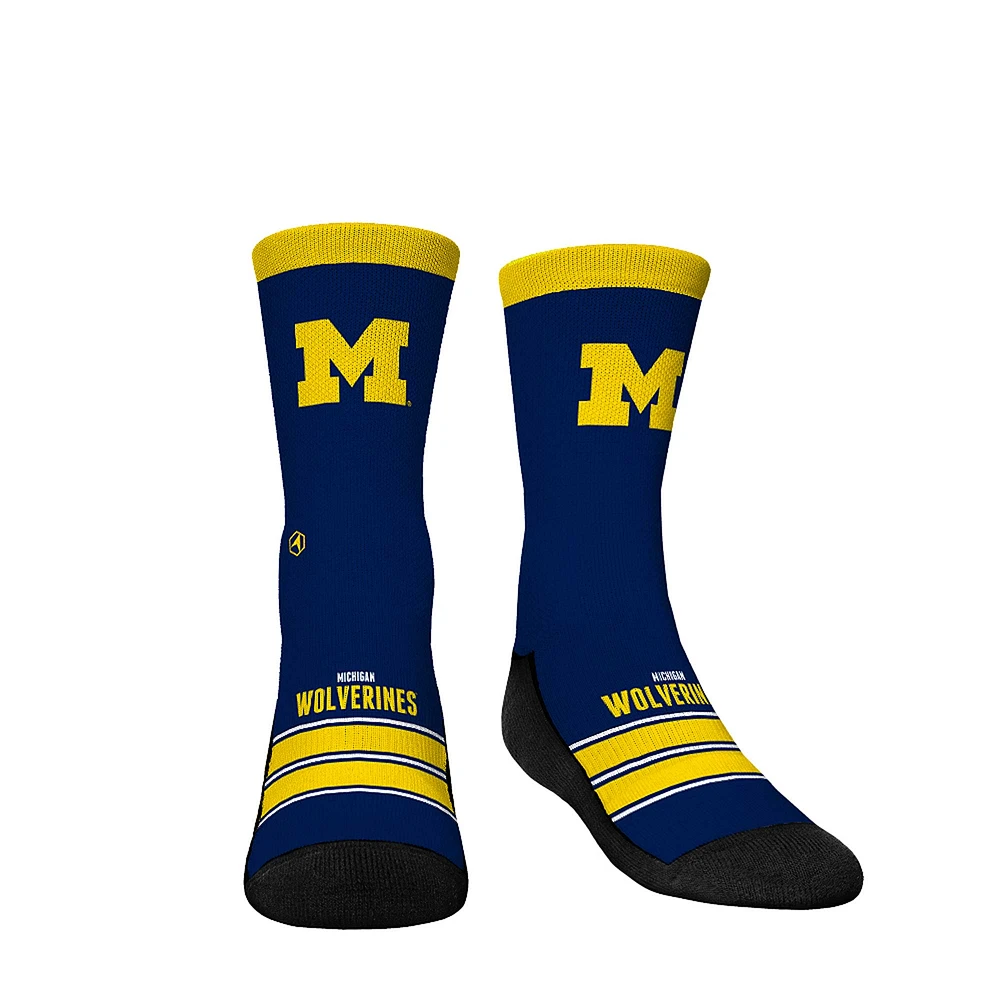 Youth Rock Em Socks Michigan Wolverines Gametime Stripe Crew Socks