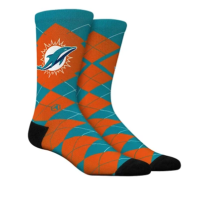 Unisex Rock Em Socks  Miami Dolphins Argyle Knitted Dress Socks