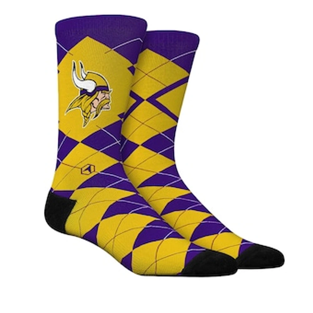 Unisex Rock Em Socks  Minnesota Vikings Argyle Knitted Dress Socks