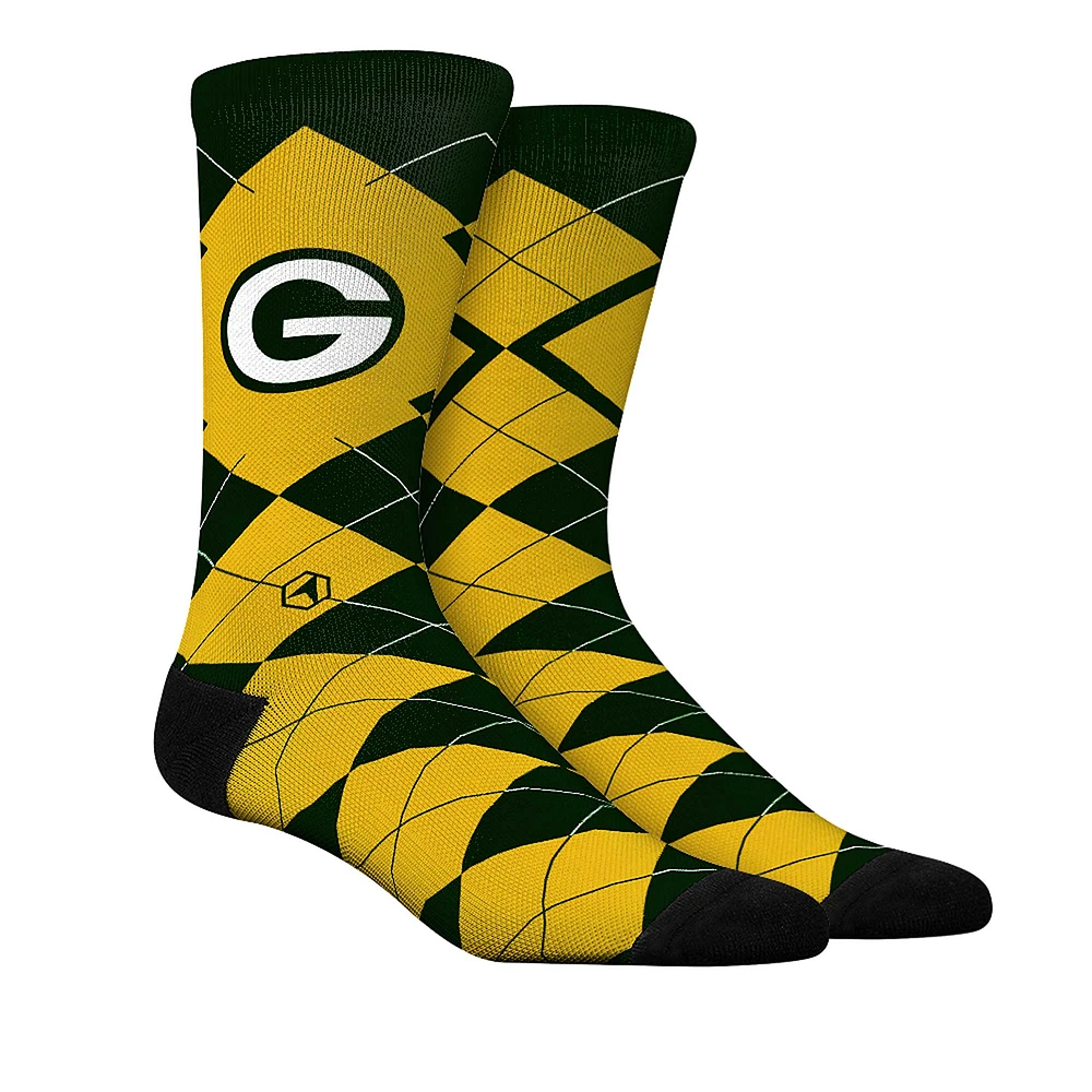 Unisex Rock Em Socks  Green Bay Packers Argyle Knitted Dress Socks