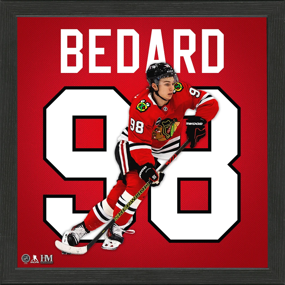 Highland Mint Connor Bedard Chicago Blackhawks 13'' x 13'' Jersey Impact Frame