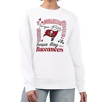 Women's G-III 4Her by Carl Banks White Tampa Bay Buccaneers Collage Graphic Fleece Pullover Sweatshirt