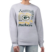 Women's G-III 4Her by Carl Banks Heather Gray Green Bay Packers Collage Graphic Fleece Pullover Sweatshirt