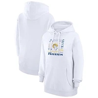 Women's G-III 4Her by Carl Banks White Los Angeles Rams Collage Graphic Fleece Pullover Hoodie
