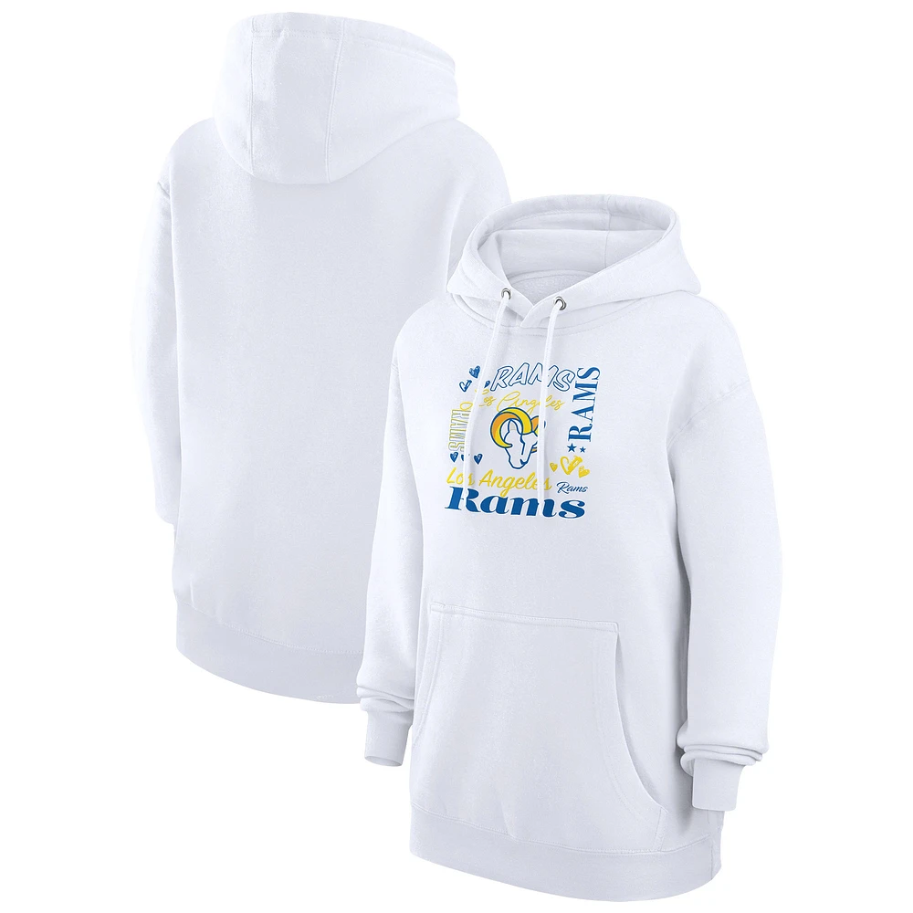 Women's G-III 4Her by Carl Banks White Los Angeles Rams Collage Graphic Fleece Pullover Hoodie