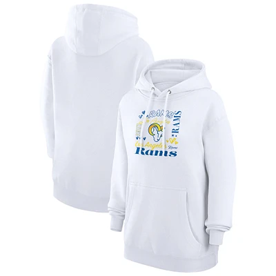 Women's G-III 4Her by Carl Banks White Los Angeles Rams Collage Graphic Fleece Pullover Hoodie