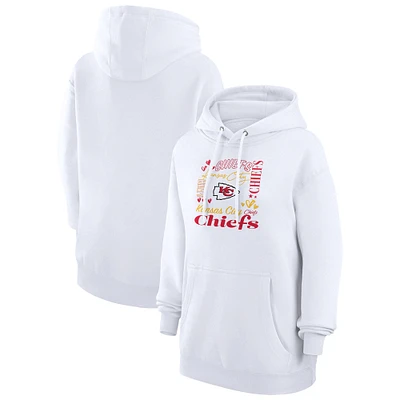 Women's G-III 4Her by Carl Banks White Kansas City Chiefs Collage Graphic Fleece Pullover Hoodie