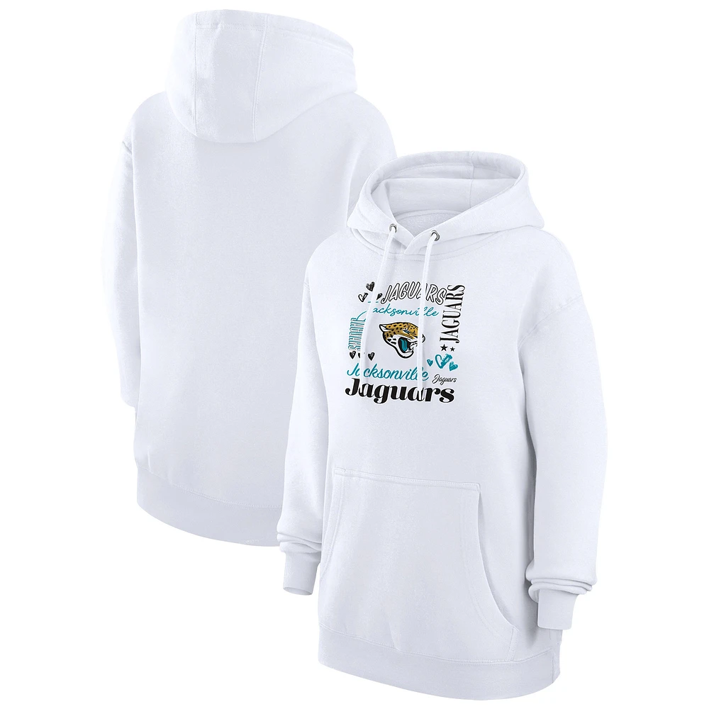 Women's G-III 4Her by Carl Banks White Jacksonville Jaguars Collage Graphic Fleece Pullover Hoodie