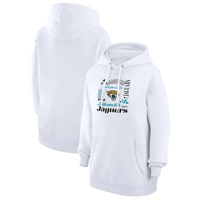 Women's G-III 4Her by Carl Banks White Jacksonville Jaguars Collage Graphic Fleece Pullover Hoodie