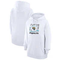 Women's G-III 4Her by Carl Banks White Jacksonville Jaguars Collage Graphic Fleece Pullover Hoodie