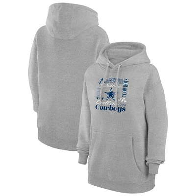 Women's G-III 4Her by Carl Banks Heather Gray Dallas Cowboys Collage Graphic Fleece Pullover Hoodie