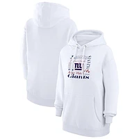 Women's G-III 4Her by Carl Banks White New York Giants Collage Graphic Fleece Pullover Hoodie