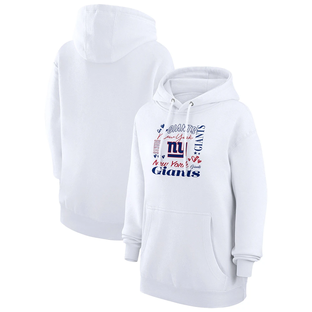 Women's G-III 4Her by Carl Banks White New York Giants Collage Graphic Fleece Pullover Hoodie